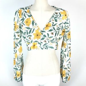 Zara trf chiffon surplice crop top